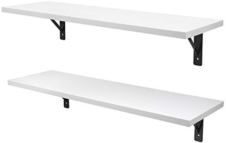 HOMFA Estantes para Pared Juego de 2 Estanterías Estantes para libros Blanco 65x20x13cm Carga de15KG
