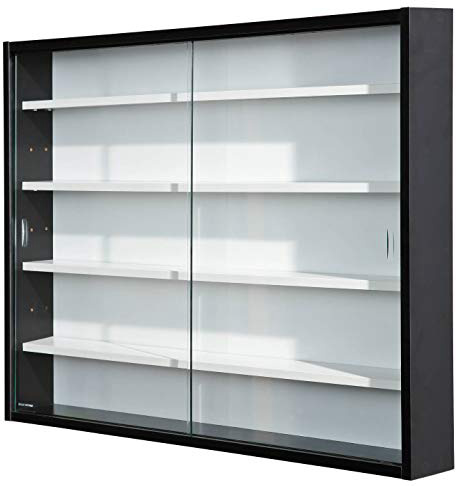 Inter Link Simply Vitrina de madera MDF y vidrio, Negro, 80 x 9.5 x 60 cm