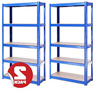 G-Rack Estantería de Almacenamiento para Garaje 2 Piezas 5 Estantes, Azul, 150 x 75 x 30 cm