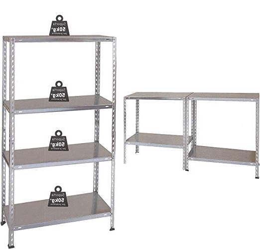 NAWA Kit Estantería Metálica 137x70x30cm Galvanizada 4 Baldas Capac. 50 kg