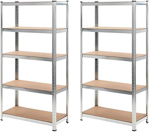 yorten 2 Unidades 5 Niveles Estanterías para Lavadora Sótanos Baños Oficinas Capacidad de Carga 875 kg 90x40x180 cm Acero y MDF