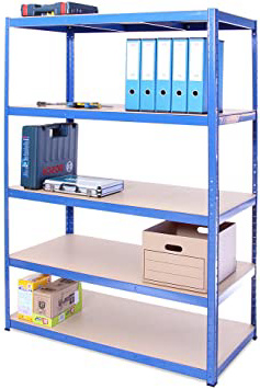 G-Rack 27 Estantería De Almacenamiento Para Garaje, Azul, 180cm x 120cm x 60cm