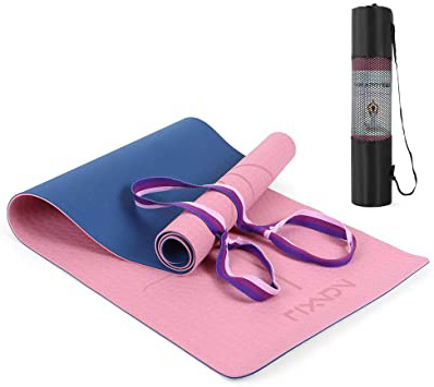 Lixada Esterilla de Yoga Antideslizante TPE Insípido con Línea de Posición Correa y Bolsa para Pilates Fitness Culturismo 183 * 61 * 0.6cm