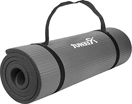 REEHUT Colchoneta de Yoga de NBR de Alta Densidad y Extra Gruesa de 12mm Diseñada para Pilates, Fitness y Entrenamiento - con Correa de Hombro 180cm x 61cm