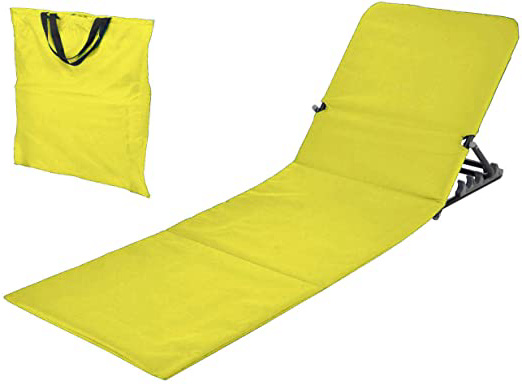 Spetebo Esterilla para la playa, plegable, con respaldo, tumbona para la playa, jardín, amarillo