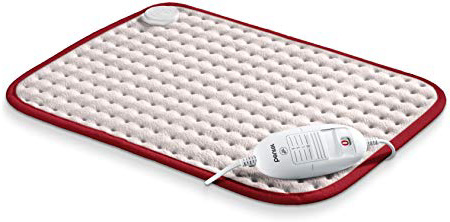 Beurer HK Comfort Almohadilla eléctrica térmica, transpirable, tacto suave, calentamiento ultrarápido, función apagado automático 90 minutos, lavable, 3 potencias, display iluminado, 40x33 cm, blanca