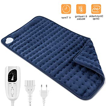 Almohadilla Eléctrica Manta Termica Eléctrica Calentamiento Rápido con 6 Niveles Temperatura, 4 Modes Temporizadores, Cinta Ajustable, para Lumbares, Espalda, Hombros, Abdome (60 x 30 cm)
