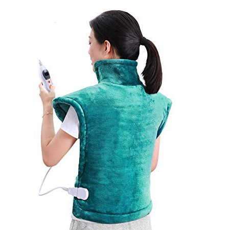 60 x 90cm Almohadilla Térmica Eléctrica para la Espalda, Hombros y Cuello Calentado con Tecnología de Calentamiento Rápido con 5 Niveles de Temperatura - Apagado Automático - Lavable a Máquina