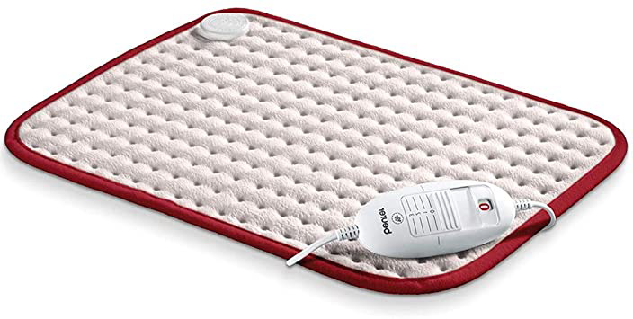 Beurer HK Comfort Almohadilla eléctrica térmica, transpirable, tacto suave, calentamiento ultrarápido, función apagado automático 90 minutos, lavable, 3 potencias, display iluminado, 40x33 cm, blanca