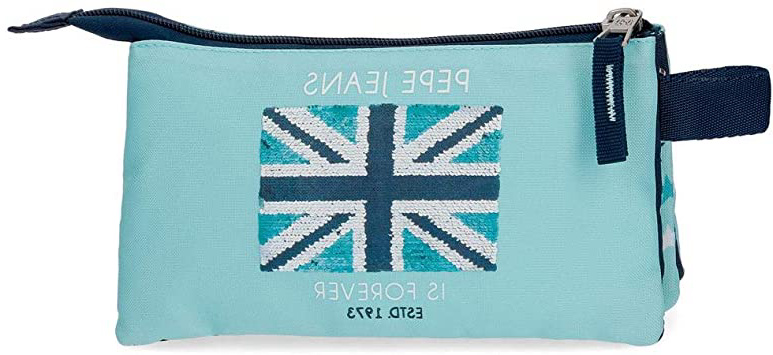Pepe Jeans Cuore Estuche Tres Compartimentos, Azul, 22 cm