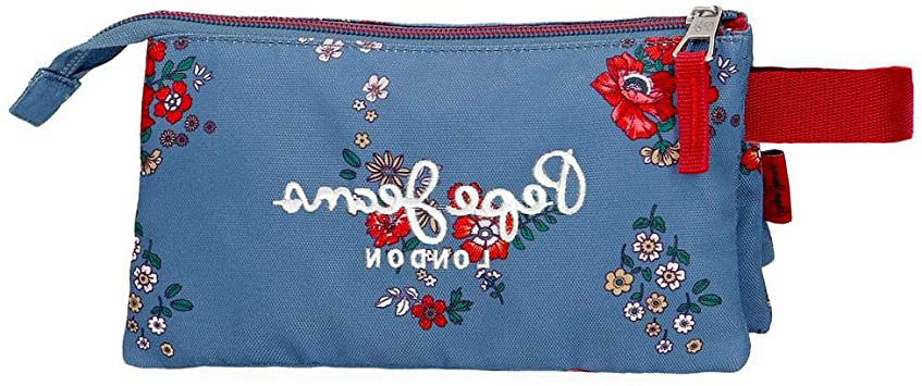 Pepe Jeans Pam - Estuche con 3 Compartimentos, Multicolor, 22 cm