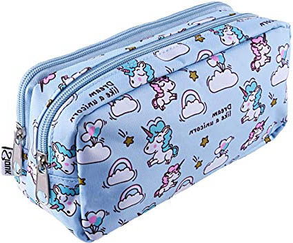 SIQUK Estuche de lápices Unicornio Lápiz de gran capacidad Bolsas dobles Bolso de lápiz Unicornio para niñas, niños y adultos