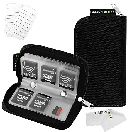 Eco-Fused Funda para Tarjeta de Memoria – Se Adapta a 22x SD, SDHC, Micro SD, Mini SD y 4X CF- Soporte con 22 Ranuras (8 páginas) – para Almacenamiento y Viaje …