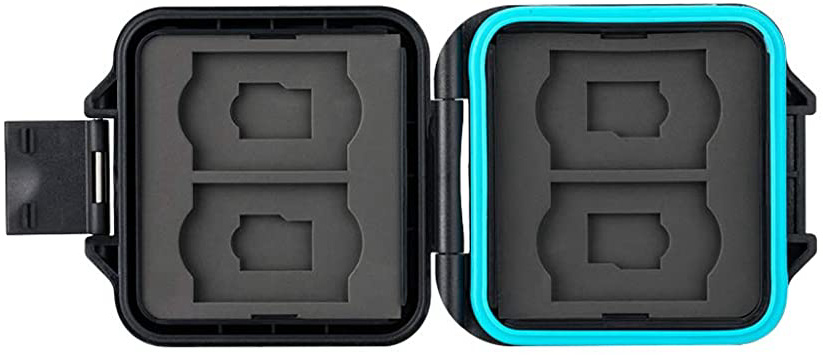 JJC Estuche Impermeable para tarjetas de memorias: 4 x tarjetas Micro SD SDHC SDXC + 4 x tarjetas SD SDHC SDXC con Acollador y Mosquetón