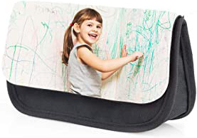 Regalo Original Estuche Escolar de Color Negro Tipo Bolsa Personalizado con tu Foto o Texto para la Vuelta al Cole 13 cm x 21 cm