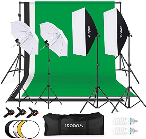 Andoer Kit Fotográfico Estudio,1.8x2.8m Tela