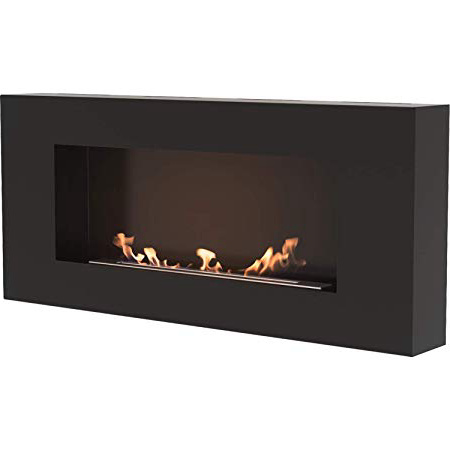 Chimenea de bioetanol de 90 x 40 cm Delta Flat, negro mate