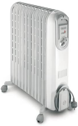De'Longhi V551225 - Radiador de aceite, 2500 W, acero inoxidable/plástico, gris claro