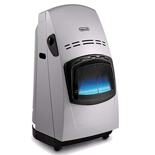 De'longhi VBF - Estufa de gas, 4200 W, sistema variable de control de la llama, doble sistema seguridad, mandos ergonómicos, ruedas desplazamiento, plateado