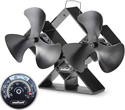 VonHaus Ventilador De Estufa Doble - Cuchillas Dobles Para Mayor Circulación - Para Quemadores De Leña/Madera - Dos Ventiladores Portátiles De 6 Hojas - Silencioso Y Ecológico Con 250 - 320 CFM