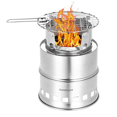 TOMSHOO Estufa de Leña Camping Hornillo Alcohol Portátil para Madera o Alcohol Camping Senderismo BBQ Picnic