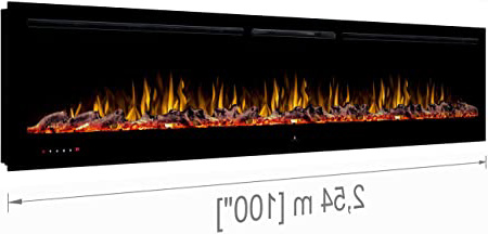 Noble Flame París 2540 (254 cm/100 ”) - Chimenea Eléctrica Chimenea de Pared Kaminofen Estufa - Montaje Pared Control Remoto - 14,5 cm Profundidad de Montaje - Negro