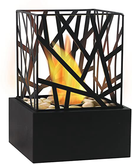 PURLINE AMALTEA Biochimenea de sobremesa para uso interior o exterior con diseño moderno color negro