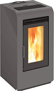 estufa ventilabile pellets 10 KW Acero Gris Cayenne estufas 200 MT 3 Foco Cristal Cerámico