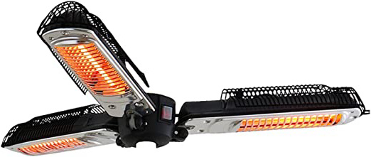 Outsunny Calefactor de Infrarrojos Estufa Calentador Eléctrico de Exterior Sombrilla Patio 3 Potencias Ángulo Ajustable