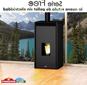 BRONPI Estufa DE Pellet SIN Electricidad Modelo Free 6 KW Negro