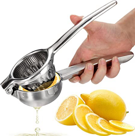 OVOS Citrus Juicer Exprimidor Manual de Limones de Acero Inoxidable 18/10 Irrompible Exprimidor de Limas y Limones Libre de BPA Lavable en el Lavavajillas (Acero inoxidable)