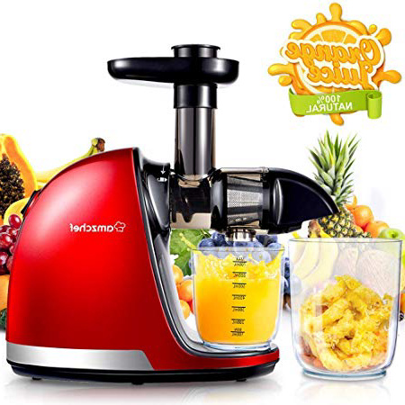 Licuadora Prensado en Frio, AMZCHEF Licuadora Frutas Verduras,Extractor de zumos con Función inversa,Motor Silencioso,fácil de limpiar con un cepillo extra