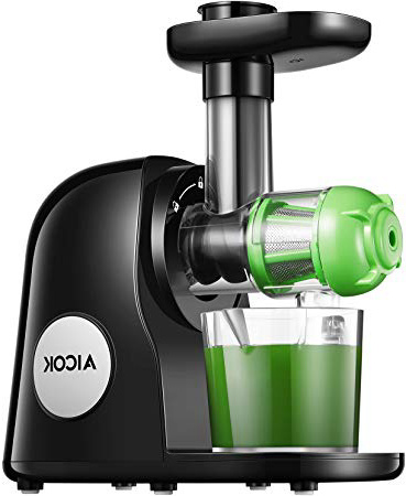 Licuadora Prensado en Frio, Aicok Licuadora Frutas Verduras, Extractor de zumos con Función inversa, Motor Silencioso, Limpieza Fácil con Cepillo, Alto en Nutrientes para Zumo de Frutas y Verduras