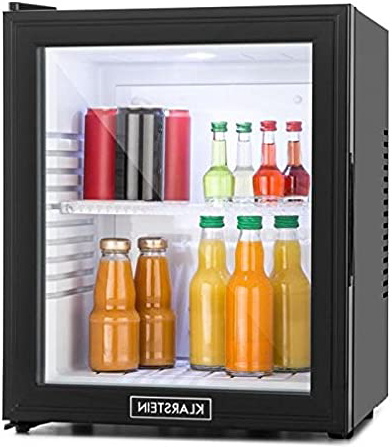Klarstein MKS-13 Black Edition - Nevera Vinoteca, Minibar, Mininevera, Volumen 32 litros, Clase de eficiencia energética A, Silencioso 0 dB, Bajo Consumo, Puerta Cristal, Negro