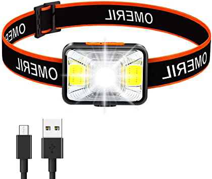 OMERIL Linterna Frontal LED USB