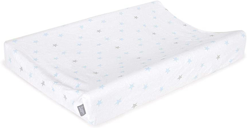 Funda para cambiador de pañales de bebé de 100% algodón, 70 x 50 cm, con bordes elevados azul Estrellas azules