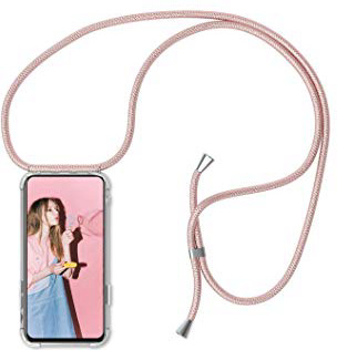 Funda con Cuerda para Apple iPhone 7/8, Carcasa Transparente TPU Suave Silicona Case con Correa Colgante Ajustable Collar Correa de Cuello Cadena Cordón para iPhone 7/8 - Oro Rosa
