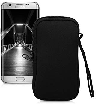 kwmobile Funda para móviles de M - 5,5" - Estuche de Neopreno con Cierre para móvil - Carcasa en Negro