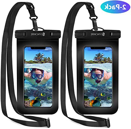 Syncwire Funda Impermeable Universal, 2 Unidades Bolsa para móvil estanca a Prueba de Agua IPX8 para iPhone XS MAX XR XS X 8 7 6 Plus se 5s, Xiaomi Redmi Note 7 Pro, Galaxy S10+ S9 S8, Huawei P30 Pro