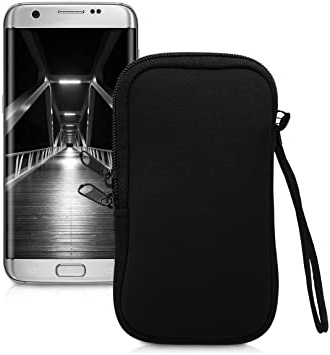 kwmobile Funda para móviles de L - 6,5" - Estuche de Neopreno con Cierre para móvil - Carcasa en Negro