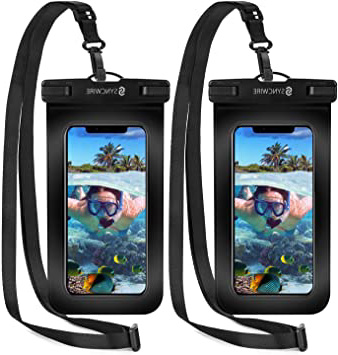 Syncwire Funda Impermeable Universal, 2 Unidades Bolsa para móvil estanca a Prueba de Agua IPX8 para iPhone XS MAX XR XS X 8 7 6 Plus se 5s, Xiaomi Redmi Note 7 Pro, Galaxy S10+ S9 S8, Huawei P30 Pro