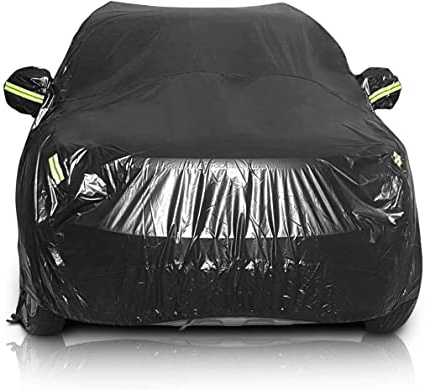 Sailnovo Funda para Coche Exterior Negra Impermeable Antigraniza Resistente al Sol, Polvo, Viento, Lluvia, Nieve y Rasguño 210T para SUV (4.8 x 1.9 x 1.85m)