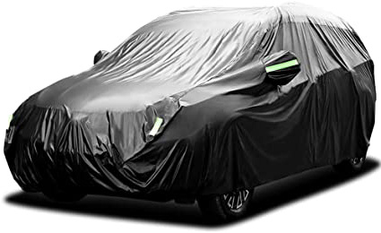 Pujuas Funda para Coche Exterior Negra 210T Impermeable Lona para Coche Cubierta Coche Exterior contra Sol Nieve Polvo Viento Tamaño Universal(4.8 x 1.9 x 1.8m