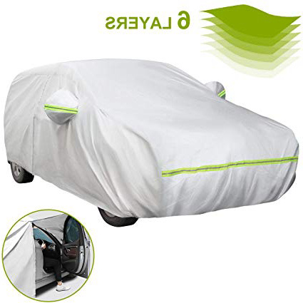 Favoto Cubierta de Coche Impermeable Funda de Coche Exterior Oxford+Algodón con Cremallera para Hatchback Anti-UV Transpirable Resistente al Polvo Lluvia Rasguño Nieve al Aire Libre 435x180x160cm