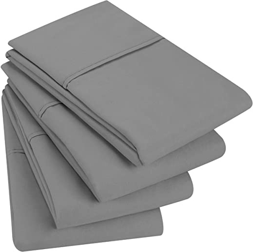 Utopia Bedding Fundas de Almohada (Juegos de 4) - Tejido de Microfibras Suaves de Fácil Cuidado - Resistente al Encogimiento y a la Desvanecimiento (Gris, 50 x 75 cm)
