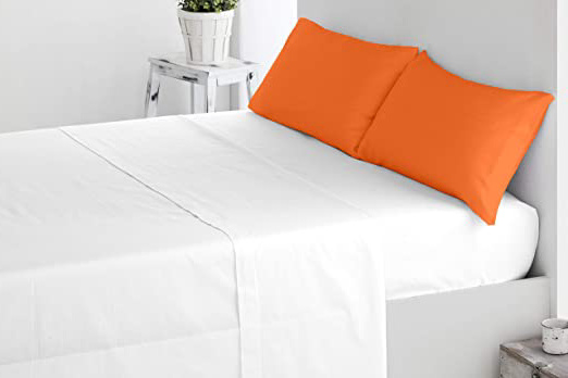 Miracle Home Funda Almohada, Suave y Cómoda, Dos Piezas, Algodón 50% Poliéster, Naranja, 150 cm