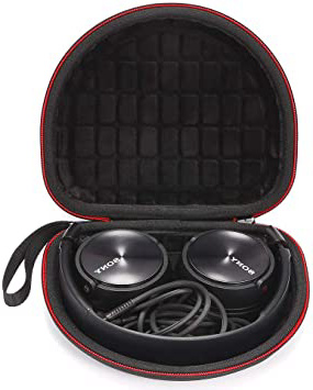 Estuche rígido de Viaje para Sony MDRZX110NC / ZX300 / ZX310 / MDRZX110 ZX Series Estéreo / MDRZX110AP Auriculares Extra Bajos, Bolsa de Almacenamiento Protectora - Negro (Forro Negro)