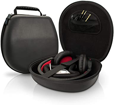 iGadgitz U3804 - Negro Carcasa Rígida EVA, Funda de Transporte, Bolsa para Auriculares - Tamaño Interno Aprox. 21.5 x 20.5cm