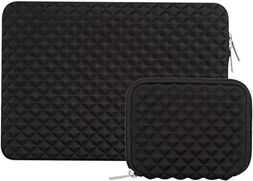 MOSISO Funda Protectora Compatible con 13-13.3 Pulgadas MacBook Air/MacBook Pro Retina/2019 Surface Laptop 3/2/Surface Book 2, Estilo Diamante Agua Repelente Bolsa Blanda con Pequeño Caso, Negro