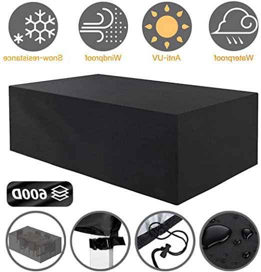 Tvird Funda para Muebles de Jardín,Copertura Impermeable para Mesas Rectangular,Cubierta de Exterior Funda Protectora Muebles Mesas Sillas Sofás Exterior 600D Oxford (242 x 162 x 100CM) -Negro
